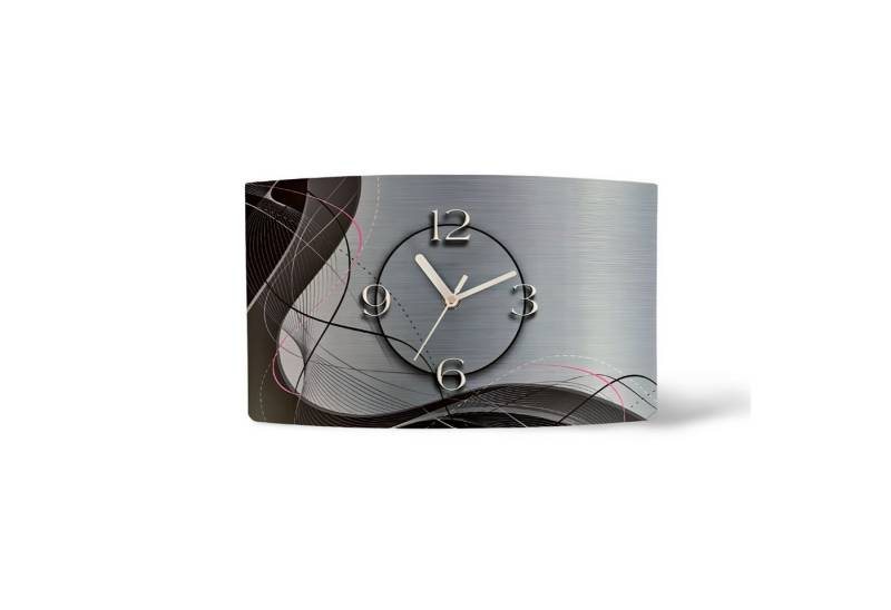 dixtime Wanduhr Abstrakt grau Designer Wanduhr (Einzigartige 3D-Optik aus 4mm Alu-Dibond) von dixtime