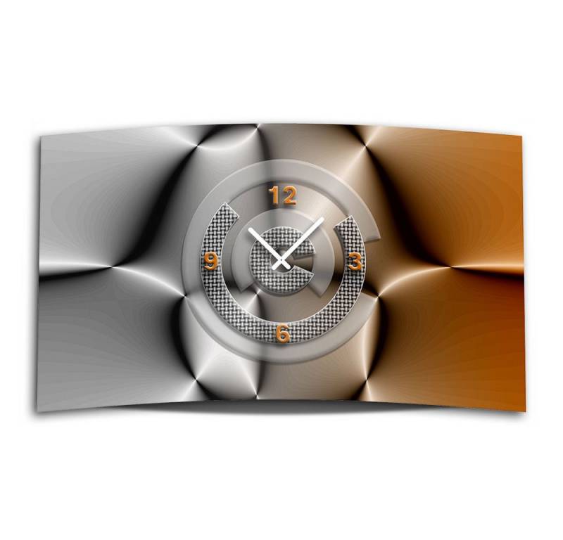 dixtime Wanduhr Abstrakt grau braun Designer Wanduhr (Einzigartige 3D-Optik aus 4mm Alu-Dibond) von dixtime