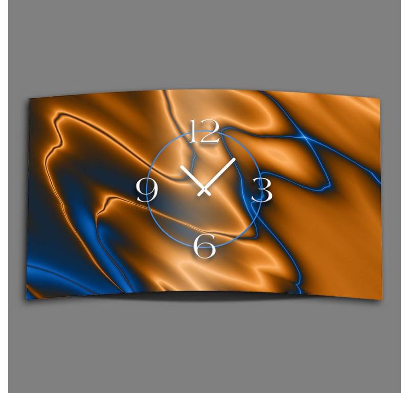 dixtime Wanduhr Abstrakt kobaltblau kupfer Designer Wanduhr (Einzigartige 3D-Optik aus 4mm Alu-Dibond) von dixtime