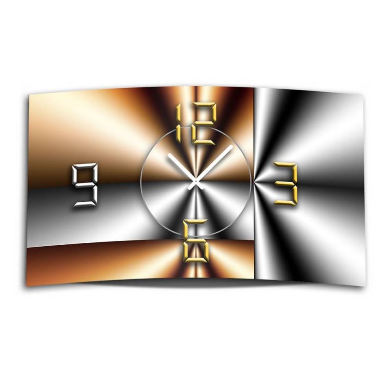 dixtime Wanduhr Abstrakt metallic Designer Wanduhr (Einzigartige 3D-Optik aus 4mm Alu-Dibond) von dixtime