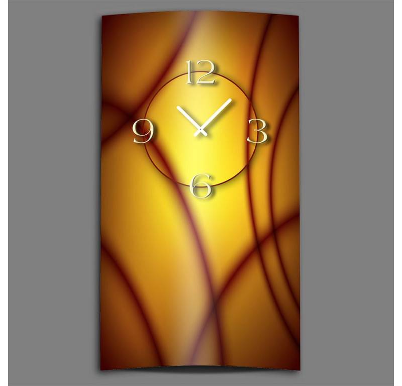 dixtime Wanduhr Abstrakt orange aubergine Designer Wanduhr (Einzigartige 3D-Optik aus 4mm Alu-Dibond) von dixtime