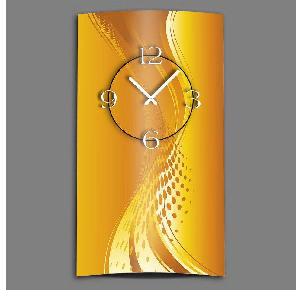 dixtime Wanduhr Abstrakt orange hochkant Designer Wanduhr modernes Wanduhren Design (Einzigartige 3D-Optik aus 4mm Alu-Dibond) von dixtime