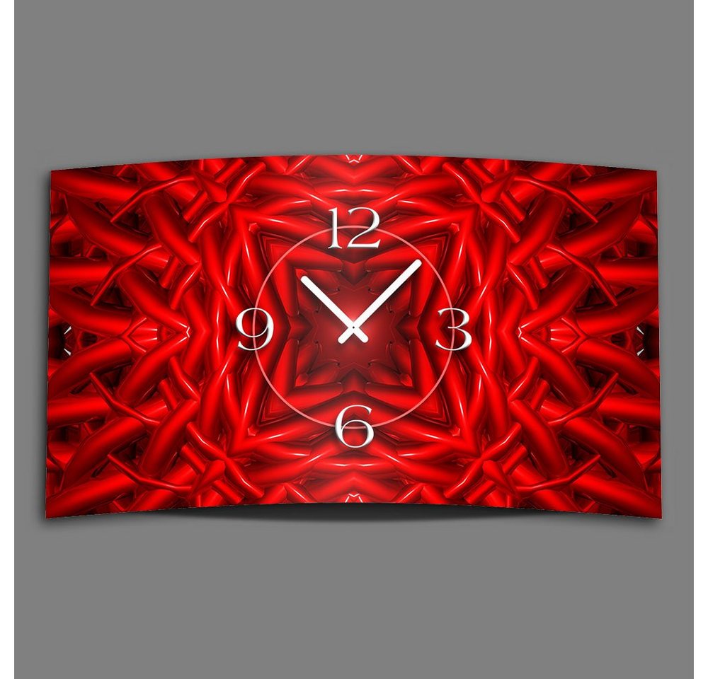dixtime Wanduhr Abstrakt rot Designer Wanduhr modernes Wanduhren Design leise kein (Einzigartige 3D-Optik aus 4mm Alu-Dibond) von dixtime