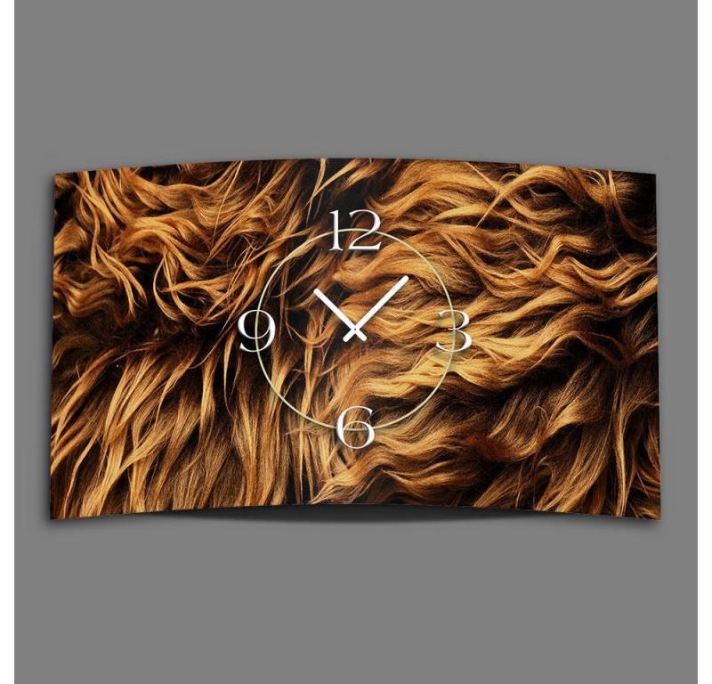 dixtime Wanduhr Animalprint Fell Designer Wanduhr (Einzigartige 3D-Optik aus 4mm Alu-Dibond) von dixtime
