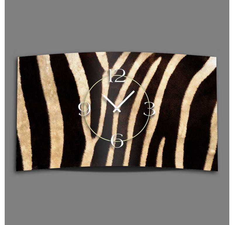dixtime Wanduhr Animalprint Zebra Fell Designer Wanduhr (Einzigartige 3D-Optik aus 4mm Alu-Dibond) von dixtime