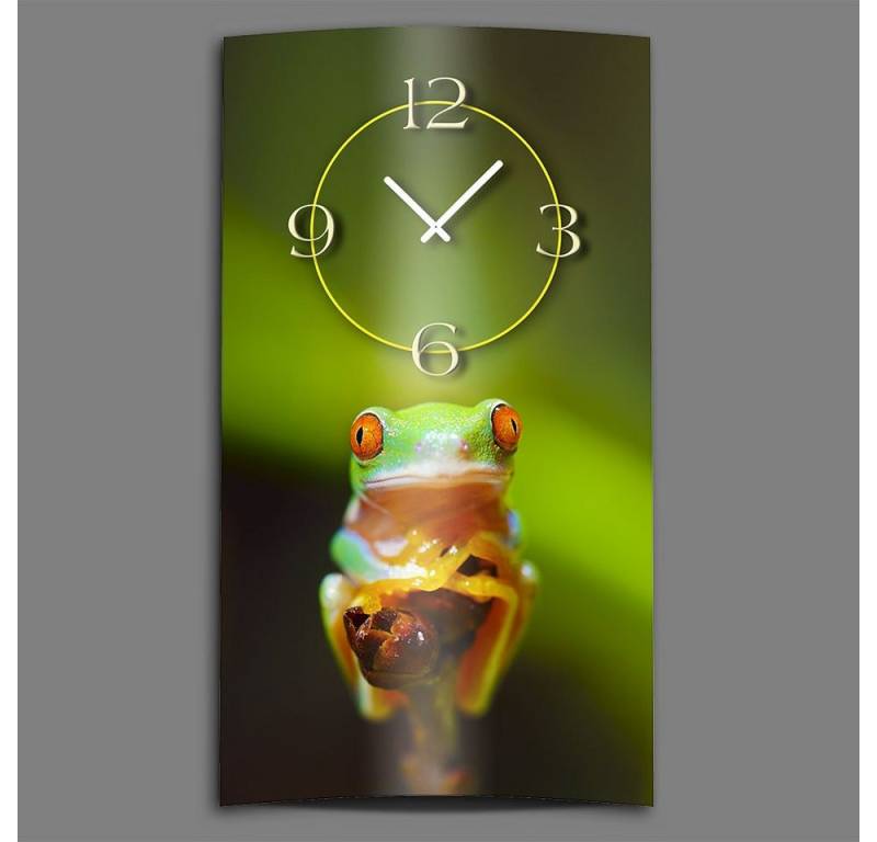 dixtime Wanduhr Baumfrosch Dschungel Designer Wanduhr (Einzigartige 3D-Optik aus 4mm Alu-Dibond) von dixtime