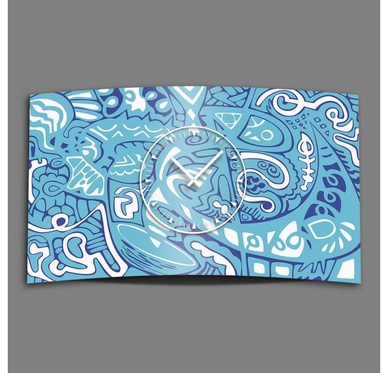 dixtime Wanduhr Comic Doodle Designer Wanduhr (Einzigartige 3D-Optik aus 4mm Alu-Dibond) von dixtime