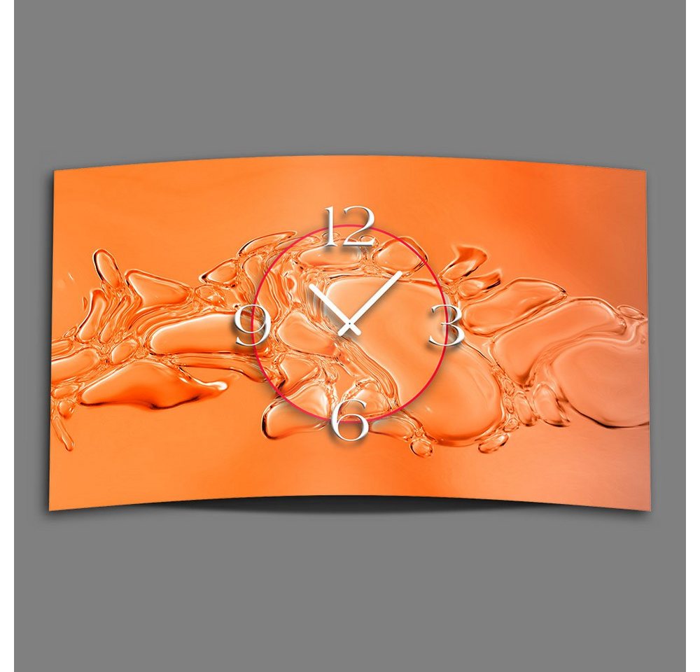 dixtime Wanduhr Digital Art liquid apricot Designer Wanduhr modernes Wanduhren Design (Einzigartige 3D-Optik aus 4mm Alu-Dibond) von dixtime