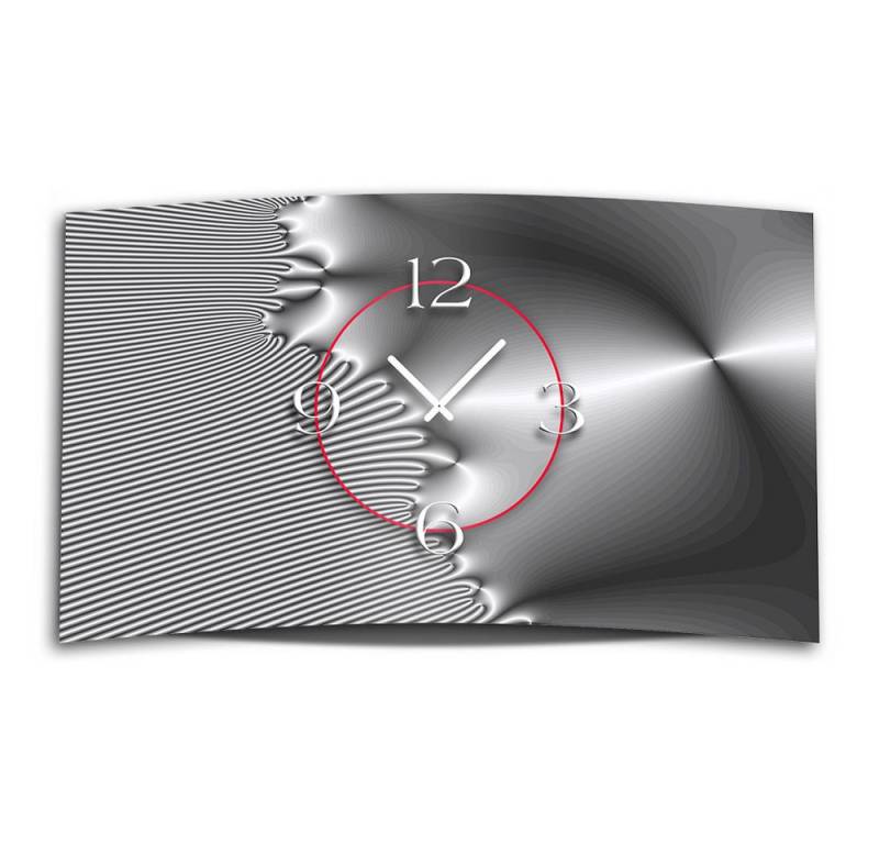 dixtime Wanduhr Digital Art metallic grau Designer Wanduhr (Einzigartige 3D-Optik aus 4mm Alu-Dibond) von dixtime