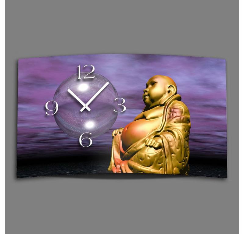 dixtime Wanduhr Digital Designer Art Buddha Designer Wanduhr (Einzigartige 3D-Optik aus 4mm Alu-Dibond) von dixtime