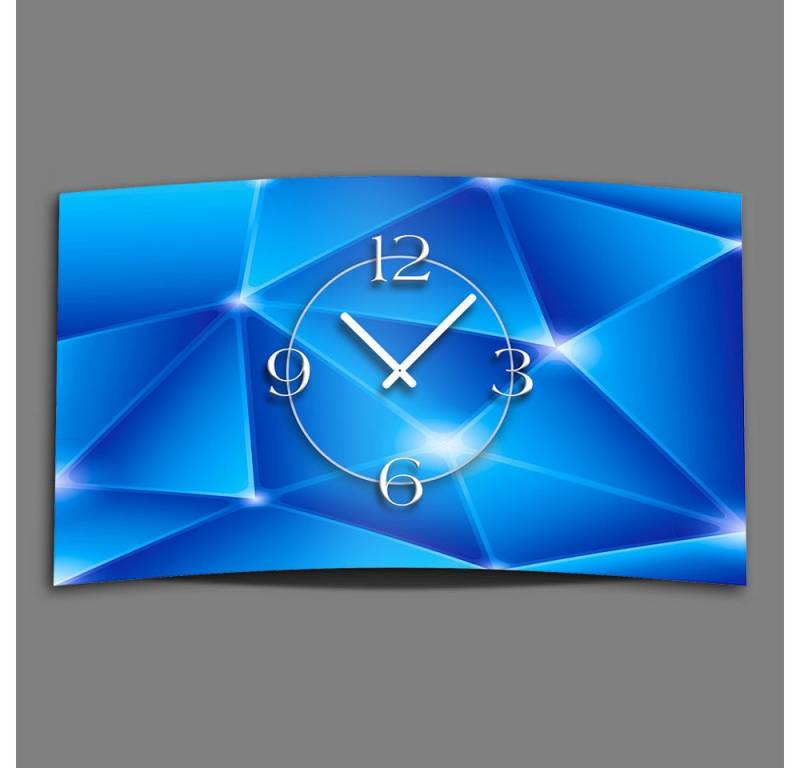 dixtime Wanduhr Digital Designer Art Prismen blau Designer Wanduhr abstrakt (Einzigartige 3D-Optik aus 4mm Alu-Dibond) von dixtime