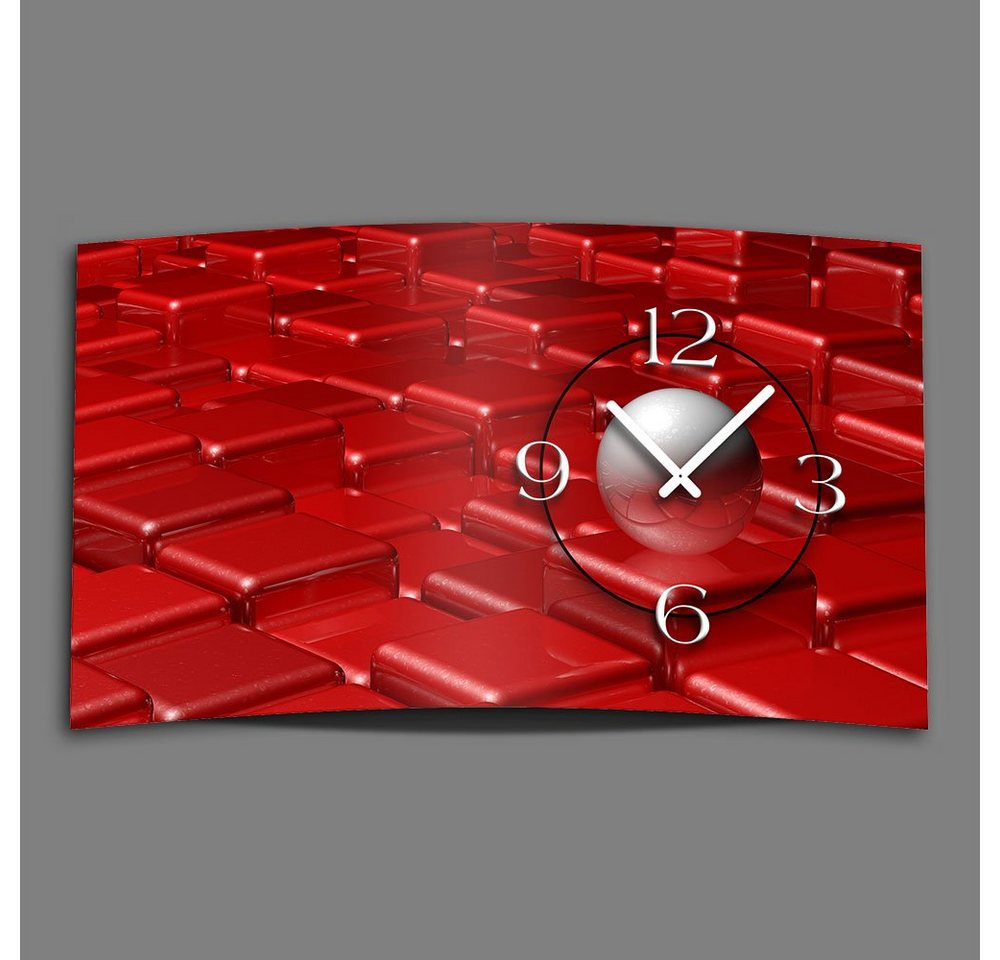 dixtime Wanduhr Digital Designer Art abstrakt rot Designer Wanduhr abstrakt modernes (Einzigartige 3D-Optik aus 4mm Alu-Dibond) von dixtime