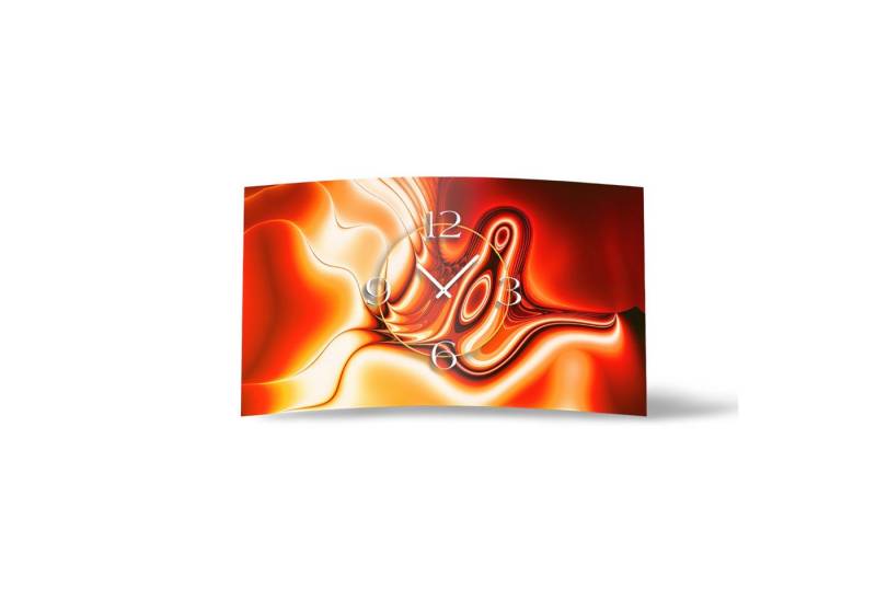 dixtime Wanduhr Digital orange rot Designer Wanduhr (Einzigartige 3D-Optik aus 4mm Alu-Dibond) von dixtime