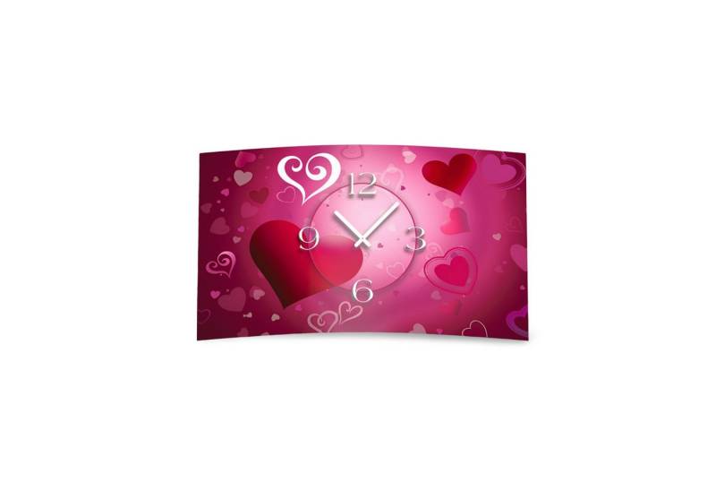 dixtime Wanduhr Herzen Love Designer Wanduhr (Einzigartige 3D-Optik aus 4mm Alu-Dibond) von dixtime