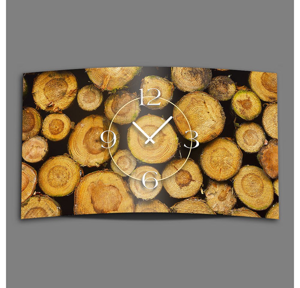dixtime Wanduhr Holz Scheite Designer Wanduhr (Einzigartige 3D-Optik aus 4mm Alu-Dibond) von dixtime