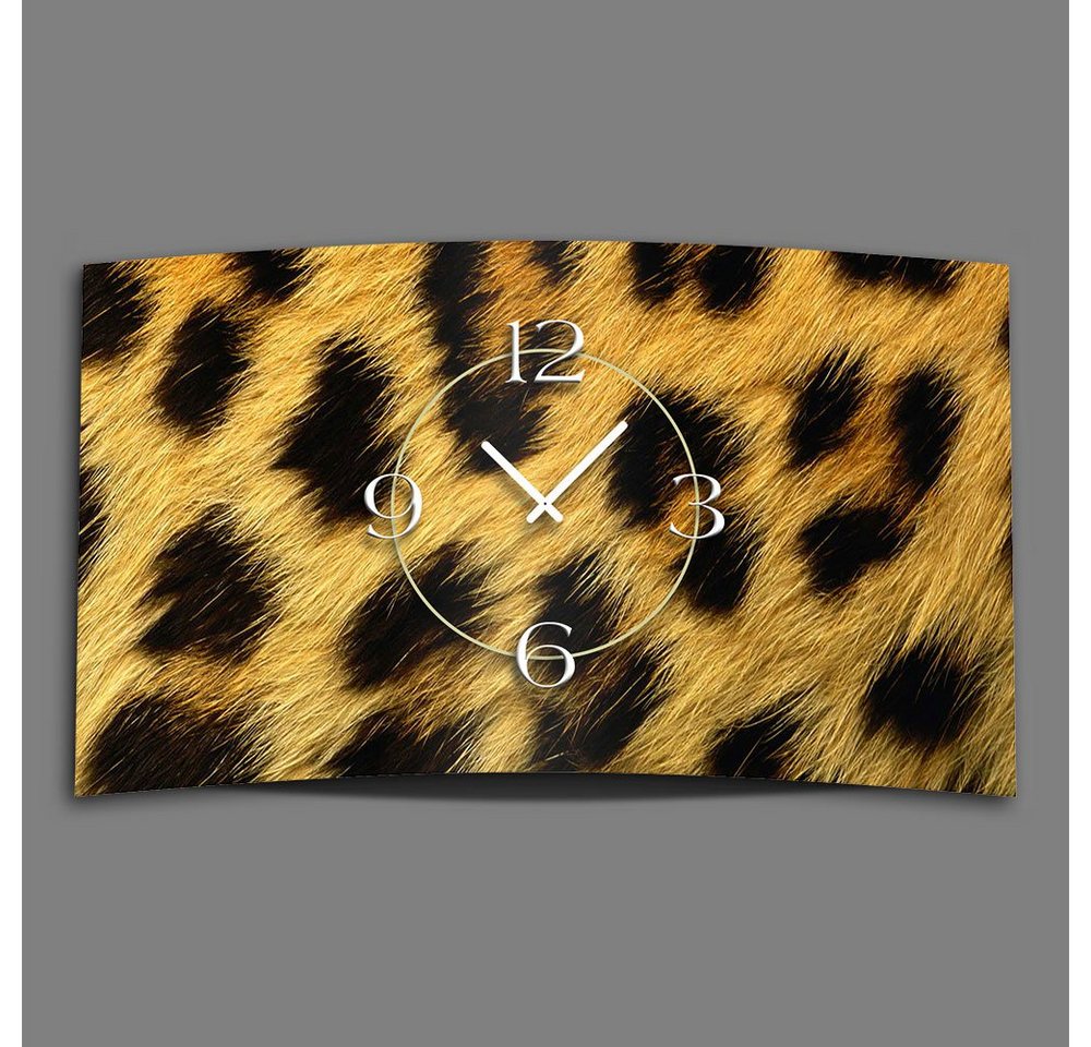 dixtime Wanduhr Leo Fell Animalprint Designer Wanduhr modernes Wanduhren Design leise (Einzigartige 3D-Optik aus 4mm Alu-Dibond) von dixtime