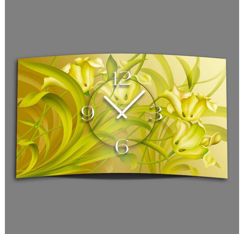 dixtime Wanduhr Lilien Designer Wanduhr (Einzigartige 3D-Optik aus 4mm Alu-Dibond) von dixtime