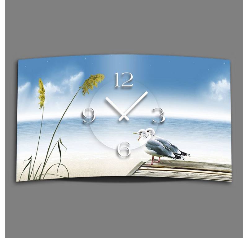 dixtime Wanduhr Möwen Designer Wanduhr (Einzigartige 3D-Optik aus 4mm Alu-Dibond) von dixtime