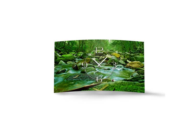 dixtime Wanduhr Motiv Bach Natur Designer Wanduhr (Einzigartige 3D-Optik aus 4mm Alu-Dibond) von dixtime