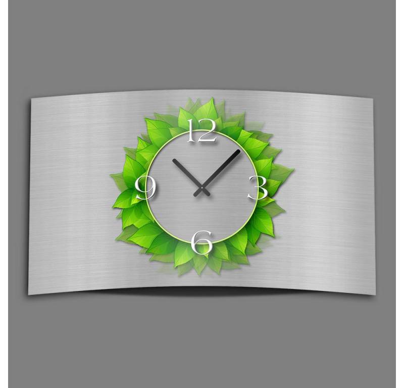 dixtime Wanduhr Motiv Blätter Laub Designer Wanduhr (Einzigartige 3D-Optik aus 4mm Alu-Dibond) von dixtime