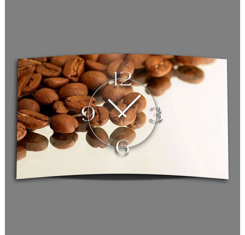 dixtime Wanduhr Motiv Kaffeebohnen Designer Wanduhr modernes Wanduhren Design leise (Einzigartige 3D-Optik aus 4mm Alu-Dibond) von dixtime