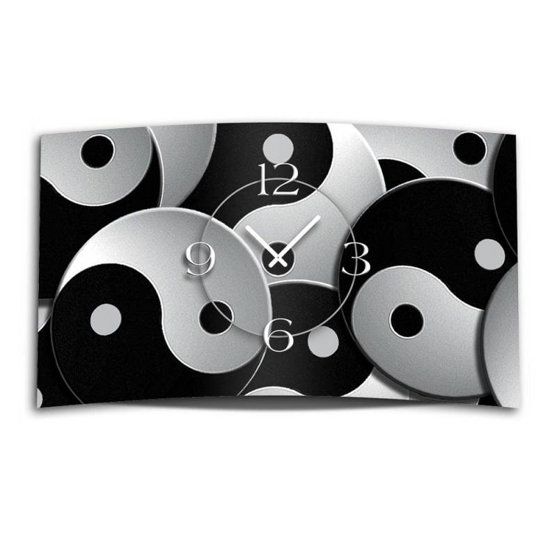 dixtime Wanduhr Motiv Yin Yang Designer Wanduhr modernes Wanduhren Design leise kein (Einzigartige 3D-Optik aus 4mm Alu-Dibond) von dixtime