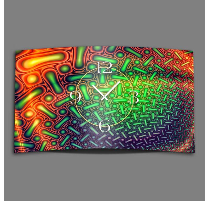 dixtime Wanduhr Psychedelic bunt Designer Wanduhr (Einzigartige 3D-Optik aus 4mm Alu-Dibond) von dixtime