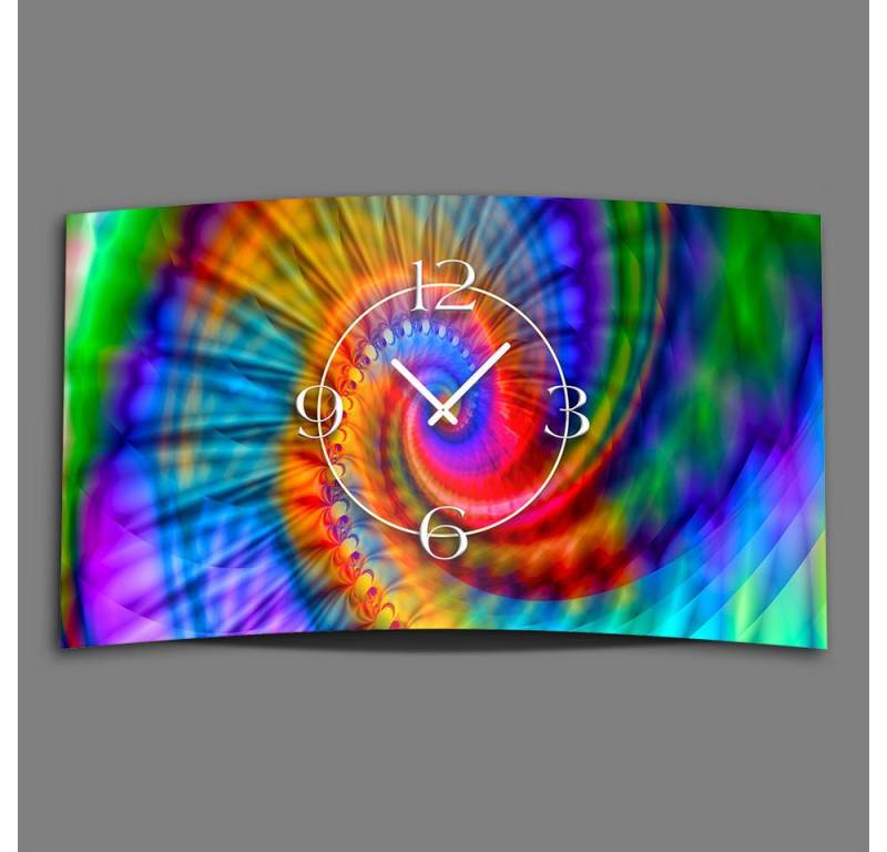 dixtime Wanduhr Psychodelic Regenbogen Designer Wanduhr (Einzigartige 3D-Optik aus 4mm Alu-Dibond) von dixtime