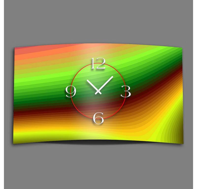 dixtime Wanduhr Psychodelic Regenbogen Designer Wanduhr (Einzigartige 3D-Optik aus 4mm Alu-Dibond) von dixtime