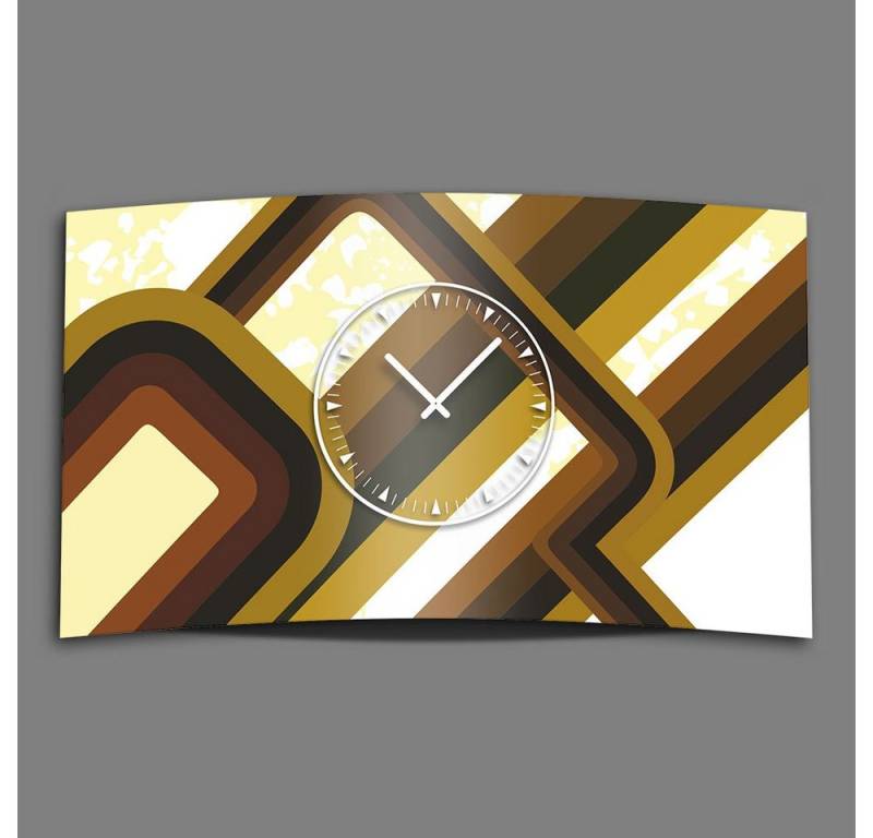 dixtime Wanduhr Retro 70er 60er Designer Wanduhr (Einzigartige 3D-Optik aus 4mm Alu-Dibond) von dixtime