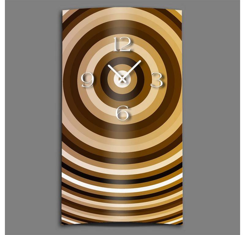 dixtime Wanduhr Retro 70er braun Designer Wanduhr (Einzigartige 3D-Optik aus 4mm Alu-Dibond) von dixtime