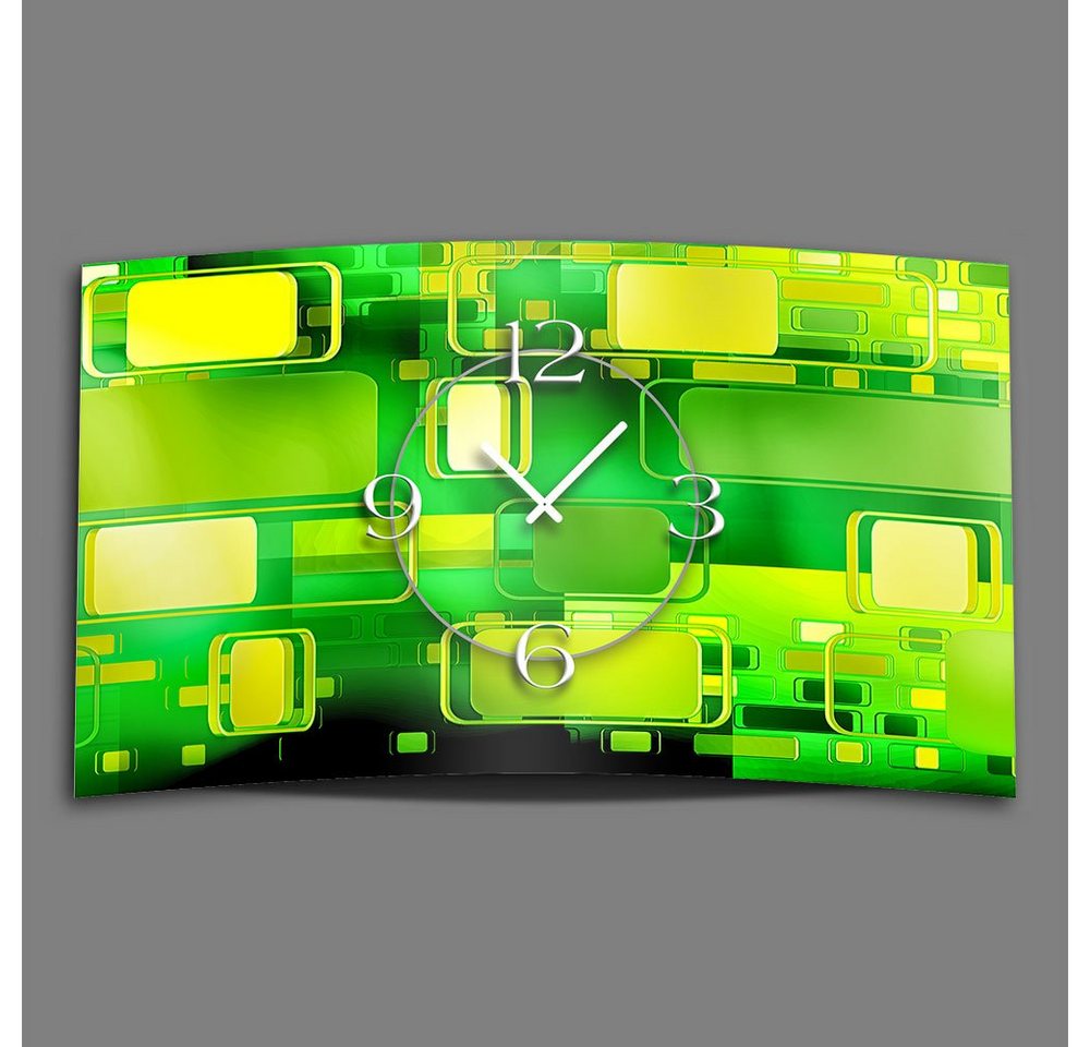 dixtime Wanduhr Retro grün Designer Wanduhr modernes Wanduhren Design leise kein ticke (Einzigartige 3D-Optik aus 4mm Alu-Dibond) von dixtime