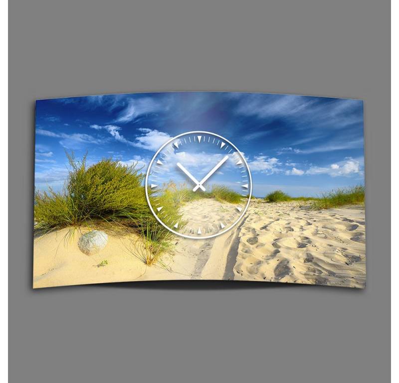 dixtime Wanduhr Strand Düne Natur Designer Wanduhr (Einzigartige 3D-Optik aus 4mm Alu-Dibond) von dixtime