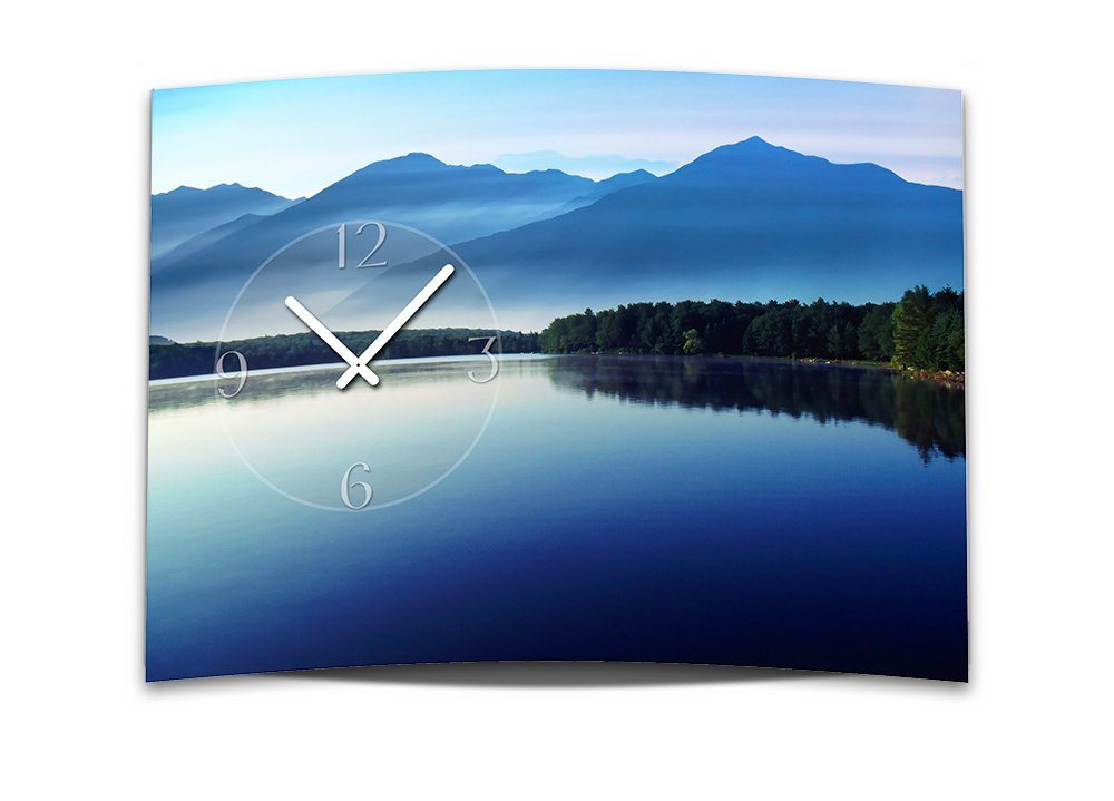 dixtime Wanduhr Wanduhr XXL 3D Optik Dixtime See Berge Wald 50x70 cm leises Uhrwerk (Einzigartige 3D-Optik aus 4mm Alu-Dibond) von dixtime