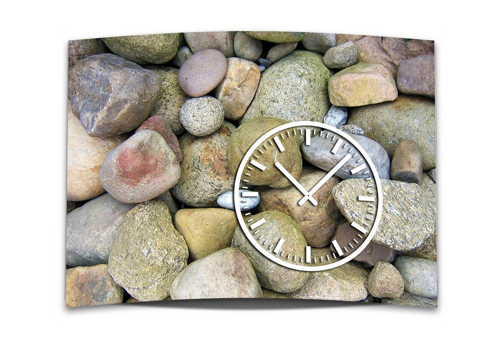 dixtime Wanduhr Wanduhr XXL 3D Optik Dixtime Steine Natur 50x70 cm leises Uhrwerk (Einzigartige 3D-Optik aus 4mm Alu-Dibond) von dixtime