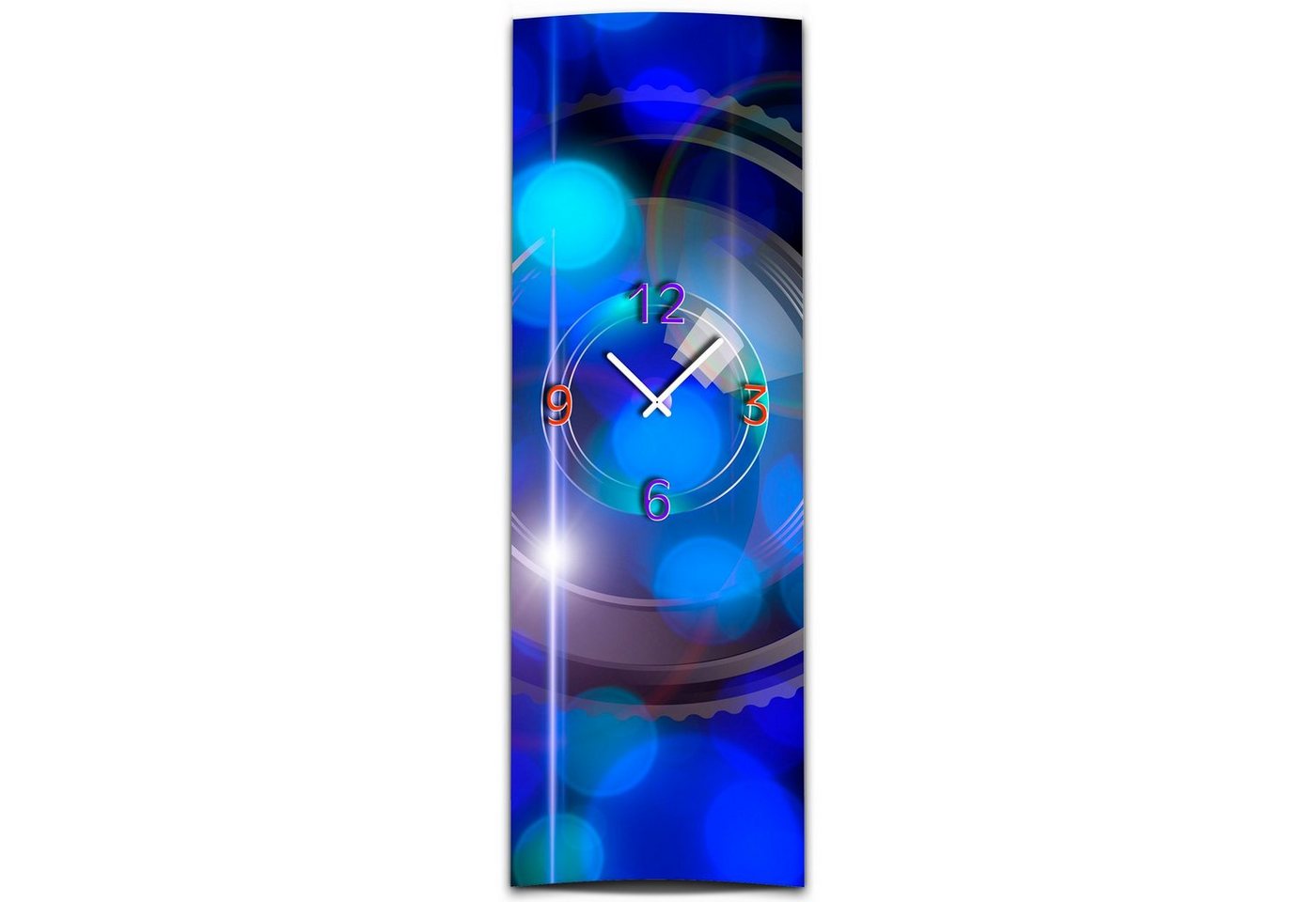 dixtime Wanduhr Wanduhr XXL 3D Optik Dixtime abstrakt blau 30x90 cm hochkant leises (Einzigartige 3D-Optik aus 4mm Alu-Dibond) von dixtime