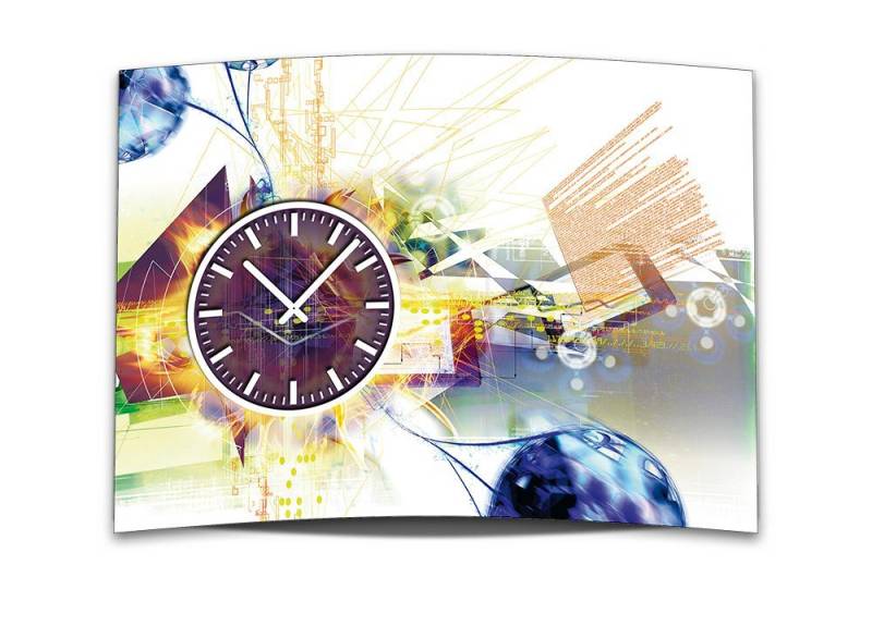 dixtime Wanduhr Wanduhr XXL 3D Optik Dixtime abstrakt hell weiß 50x70 cm (Einzigartige 3D-Optik aus 4mm Alu-Dibond) von dixtime