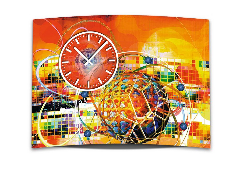 dixtime Wanduhr Wanduhr XXL 3D Optik Dixtime abstrakt orange 50x70 cm leises Uhrwerk (Einzigartige 3D-Optik aus 4mm Alu-Dibond) von dixtime
