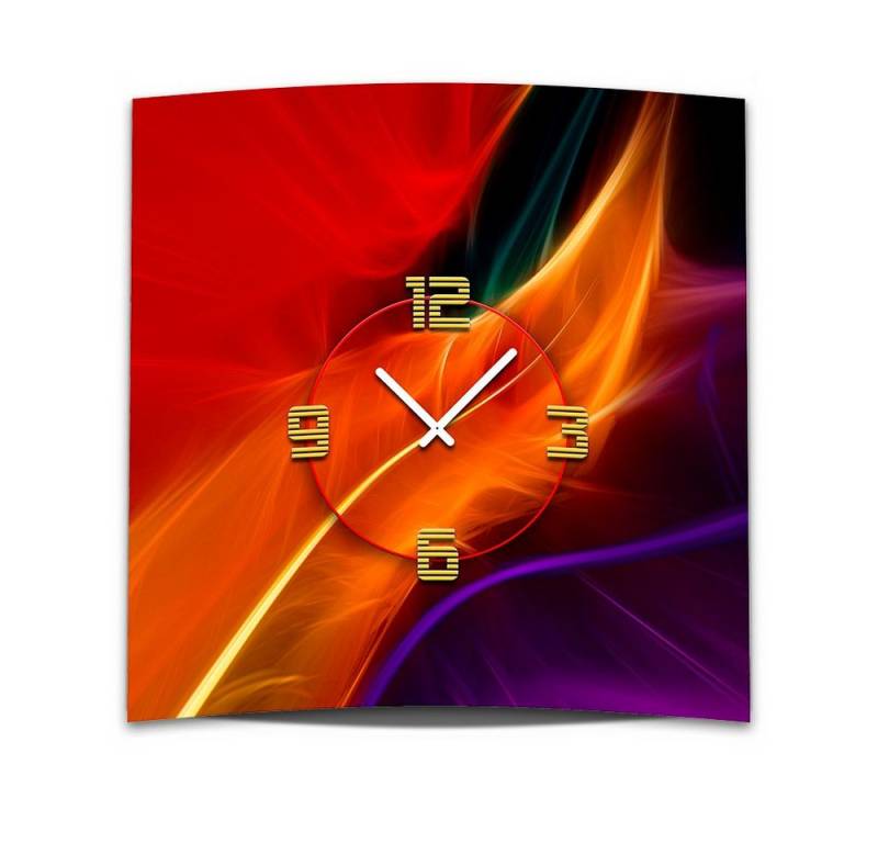 dixtime Wanduhr Wanduhr XXL 3D Optik Dixtime abstrakt orange Feder 50x50 cm leises (Einzigartige 3D-Optik aus 4mm Alu-Dibond) von dixtime