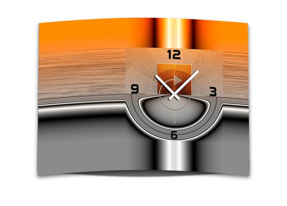 dixtime Wanduhr Wanduhr XXL 3D Optik Dixtime abstrakt orange grau 50x70 cm leises (Einzigartige 3D-Optik aus 4mm Alu-Dibond) von dixtime