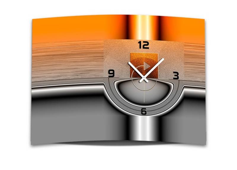 dixtime Wanduhr Wanduhr XXL 3D Optik Dixtime abstrakt orange grau 50x70 cm (Einzigartige 3D-Optik aus 4mm Alu-Dibond) von dixtime