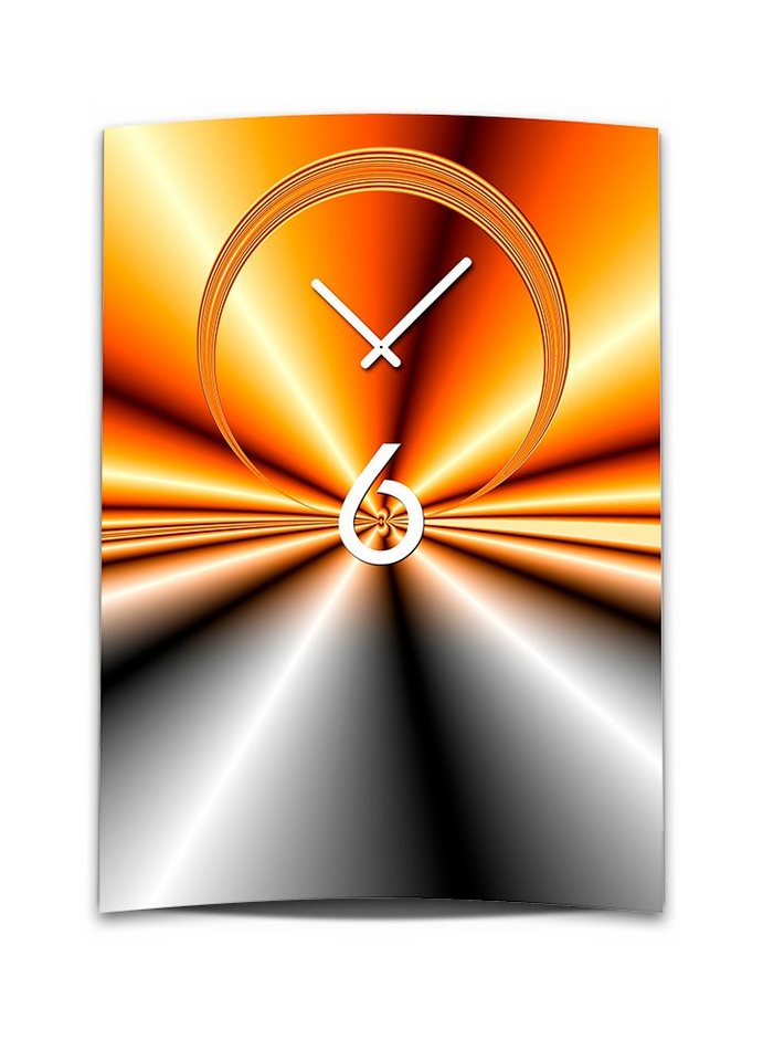 dixtime Wanduhr Wanduhr XXL 3D Optik Dixtime abstrakt orange grau 50x70 cm leises (Einzigartige 3D-Optik aus 4mm Alu-Dibond) von dixtime
