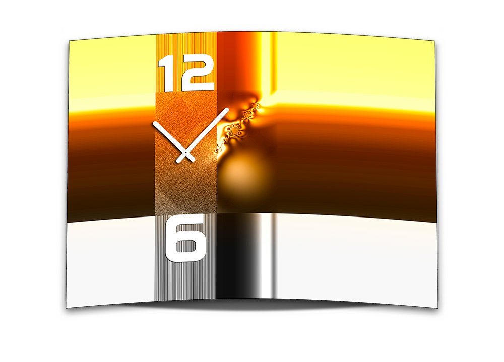 dixtime Wanduhr Wanduhr XXL 3D Optik Dixtime abstrakt orange weiß 50x70 cm leises (Einzigartige 3D-Optik aus 4mm Alu-Dibond) von dixtime