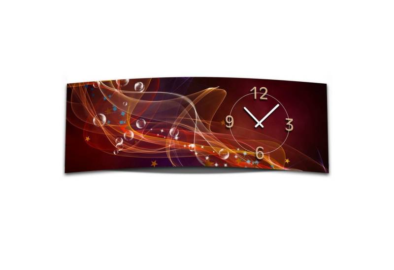 dixtime Wanduhr Wanduhr XXL 3D Optik Dixtime abstrakt rot dunkel 30x90 cm leises Uhrwe (Einzigartige 3D-Optik aus 4mm Alu-Dibond) von dixtime