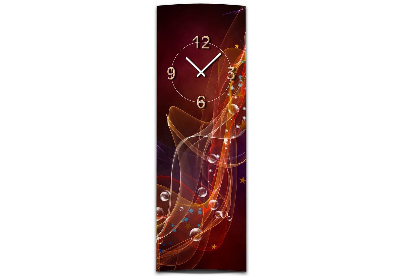 dixtime Wanduhr Wanduhr XXL 3D Optik Dixtime abstrakt rot dunkel 30x90 cm hochkant (Einzigartige 3D-Optik aus 4mm Alu-Dibond) von dixtime