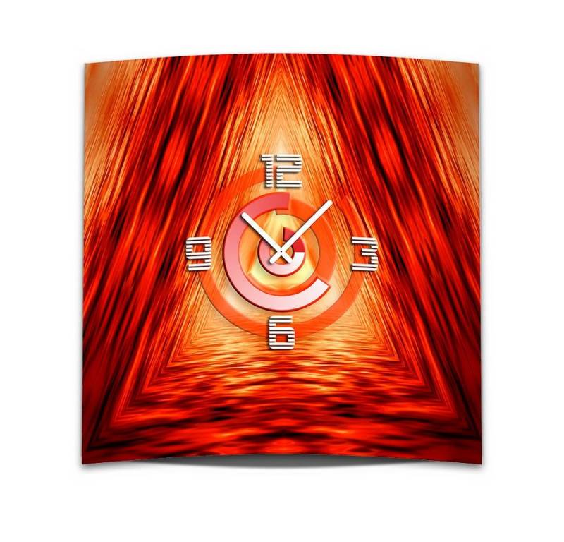 dixtime Wanduhr Wanduhr XXL 3D Optik Dixtime abstrakt rot orange 50x50 cm (Einzigartige 3D-Optik aus 4mm Alu-Dibond) von dixtime