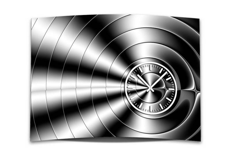 dixtime Wanduhr Wanduhr XXL 3D Optik Dixtime abstrakt schwarz weiß 50x70 cm (Einzigartige 3D-Optik aus 4mm Alu-Dibond) von dixtime