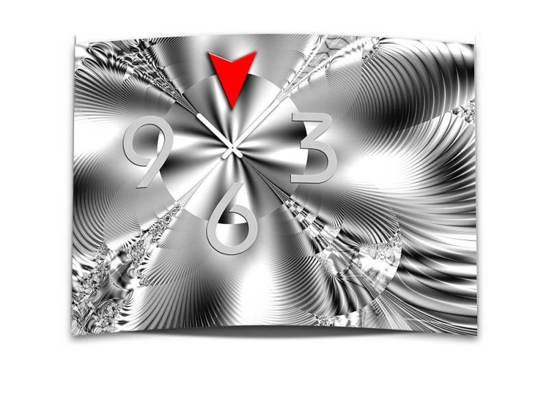 dixtime Wanduhr Wanduhr XXL 3D Optik Dixtime abstrakt weiß schwarz 50x70 cm (Einzigartige 3D-Optik aus 4mm Alu-Dibond) von dixtime