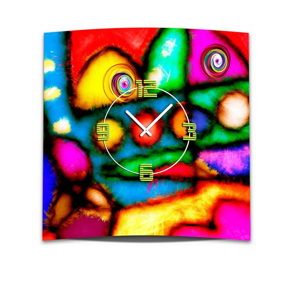 dixtime Wanduhr Wanduhr XXL 3D Optik Dixtime bunte Flicken 50x50 cm leises Uhrwerk (Einzigartige 3D-Optik aus 4mm Alu-Dibond) von dixtime