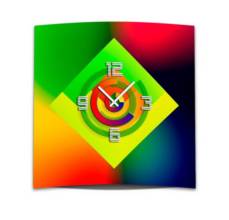 dixtime Wanduhr Wanduhr XXL 3D Optik Dixtime gruen rot blau 50x50 cm (Einzigartige 3D-Optik aus 4mm Alu-Dibond) von dixtime